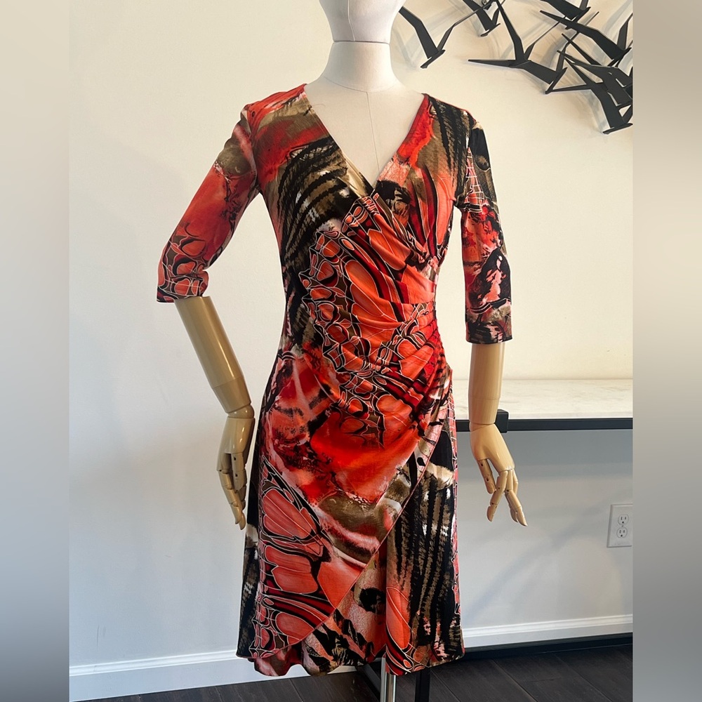 Janine of London Paris New York Faux Wrap Dress‎ Butterfly Dress